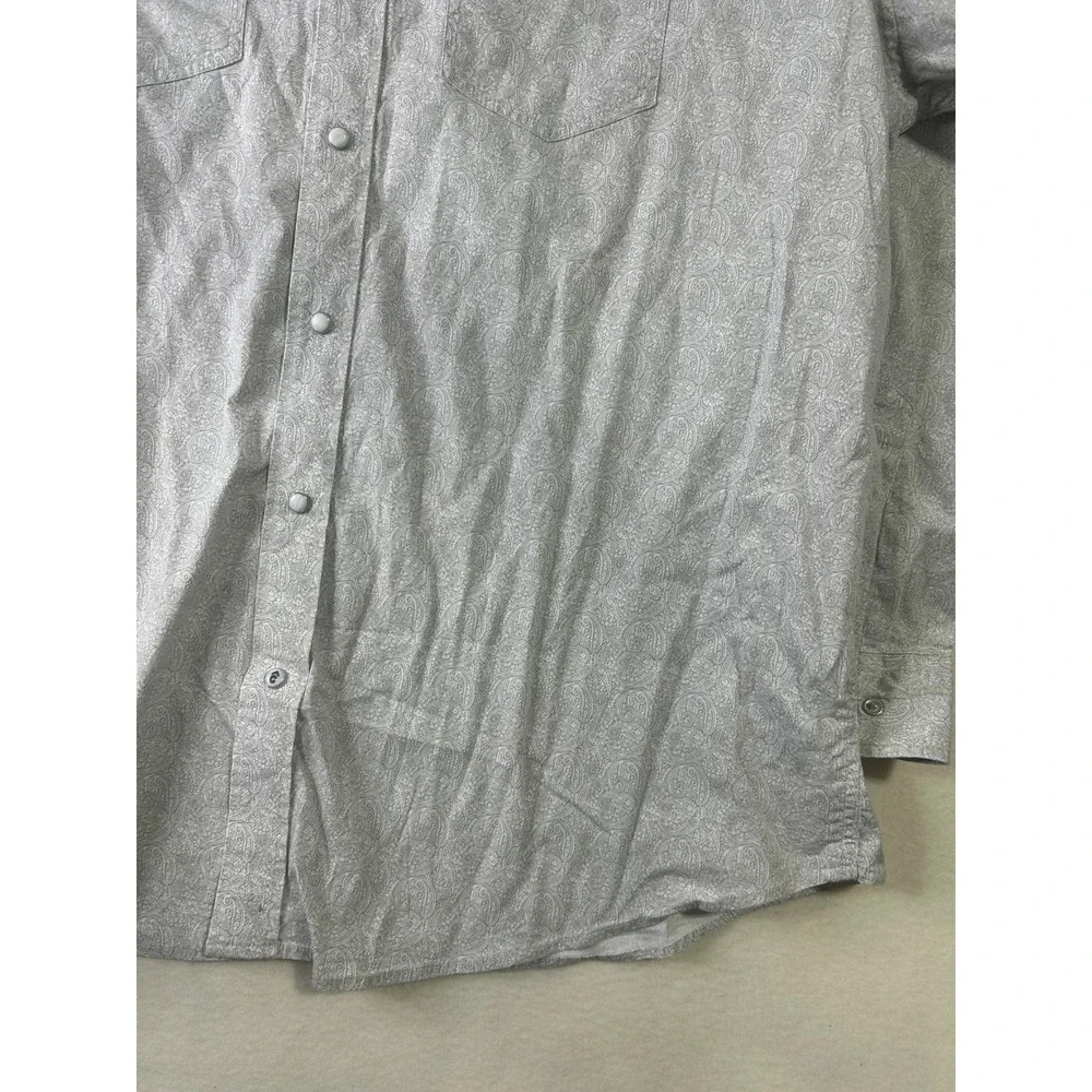 Rafter C Cowboy Collection Mens XXL Grey Paisley ProFlex Western Pearl Snap